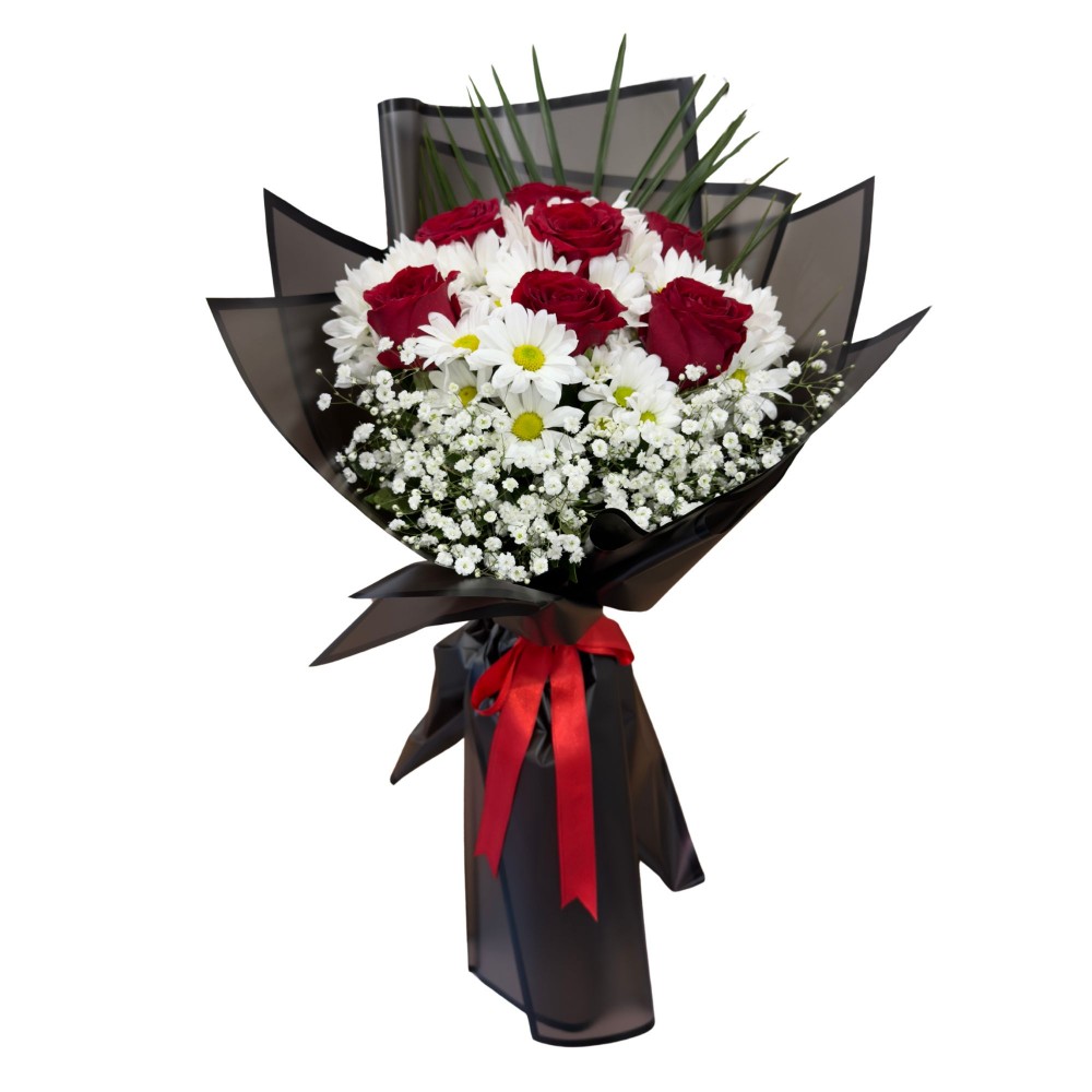 7 Güllü Beyaz Papatya Buketi